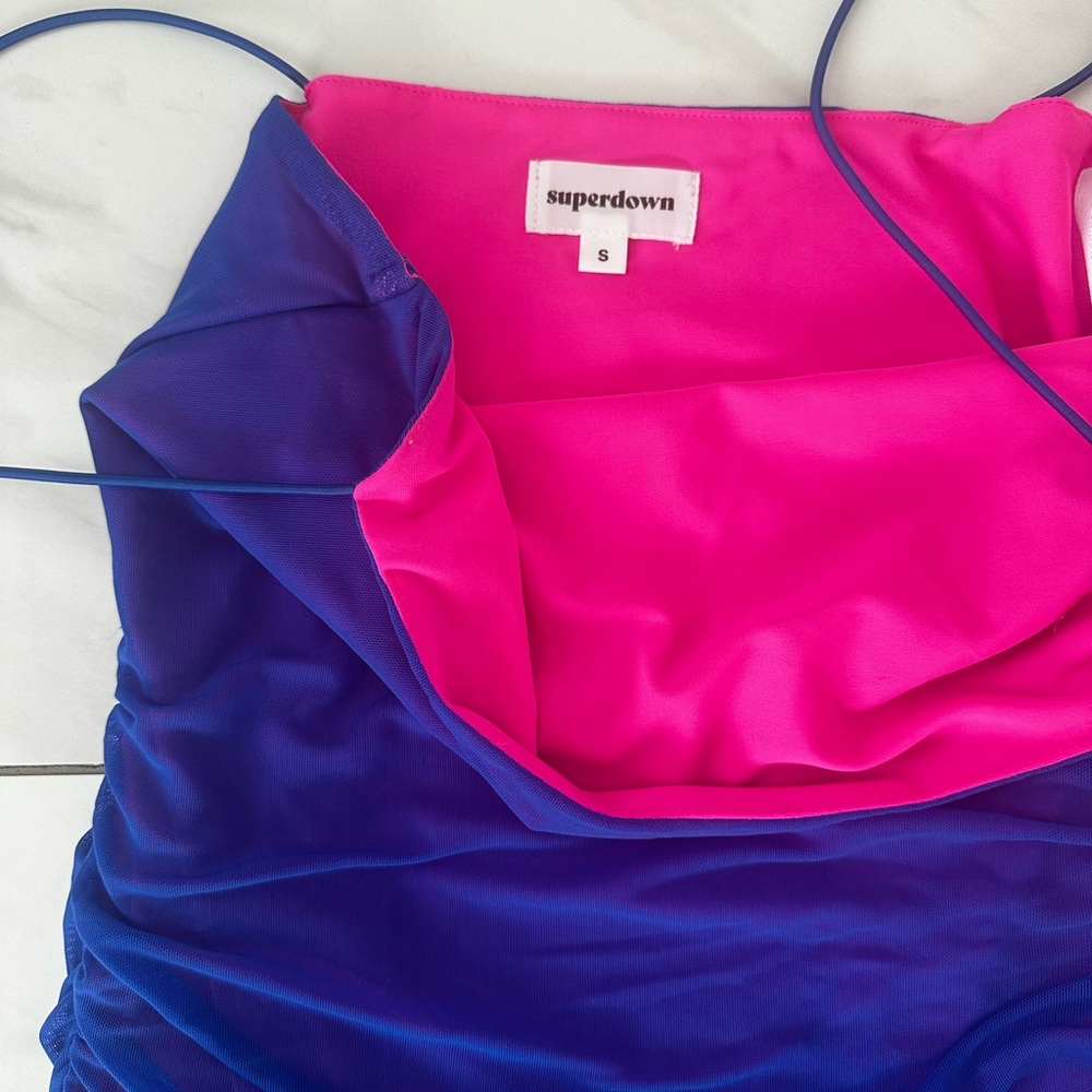 Superdown Blue Ruched Bodycon Mini Dress - Picture 2 of 3